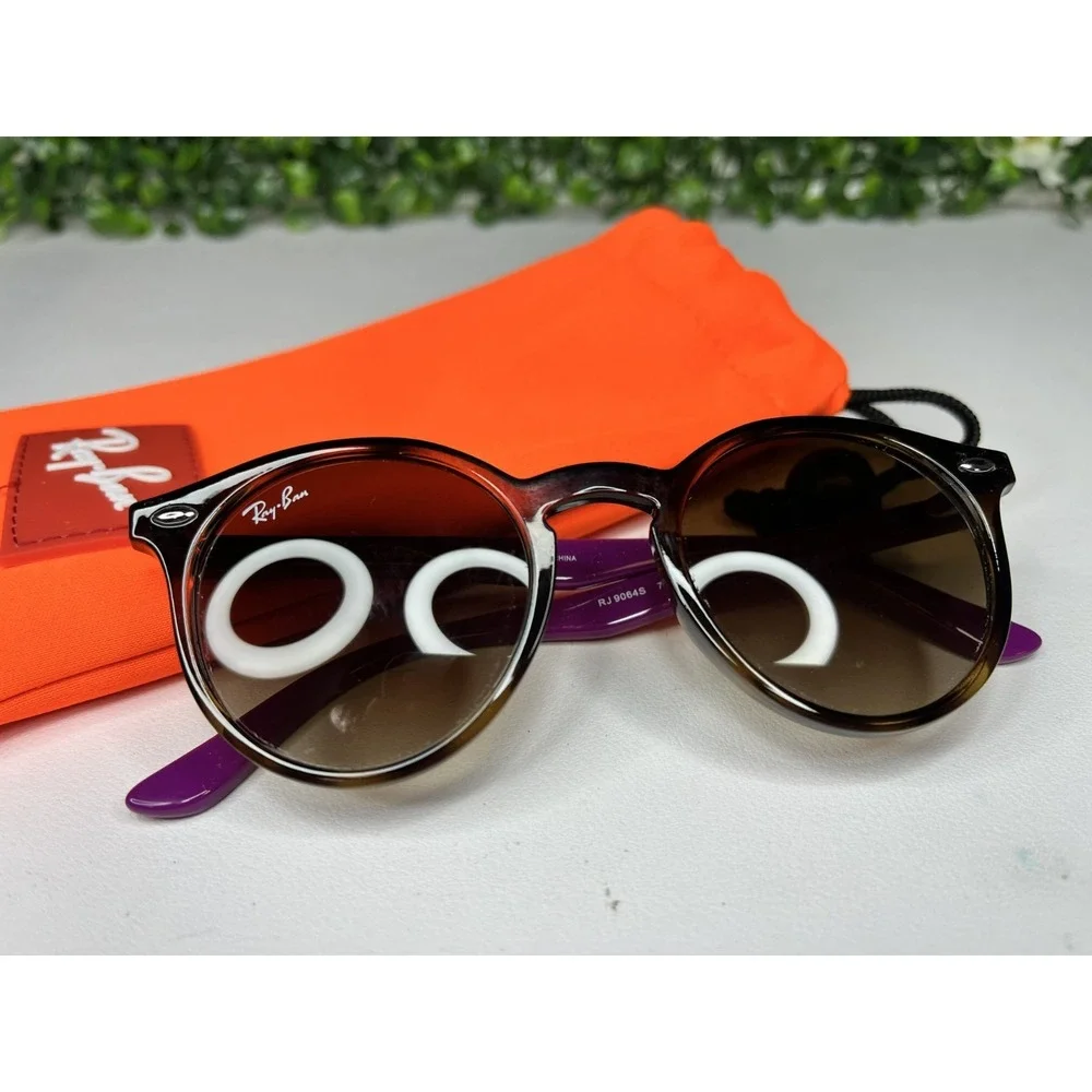 Ray-Ban RJ9064S  Kid Children Junior Round Brown Sunglasses, 44mm - PREOWNED